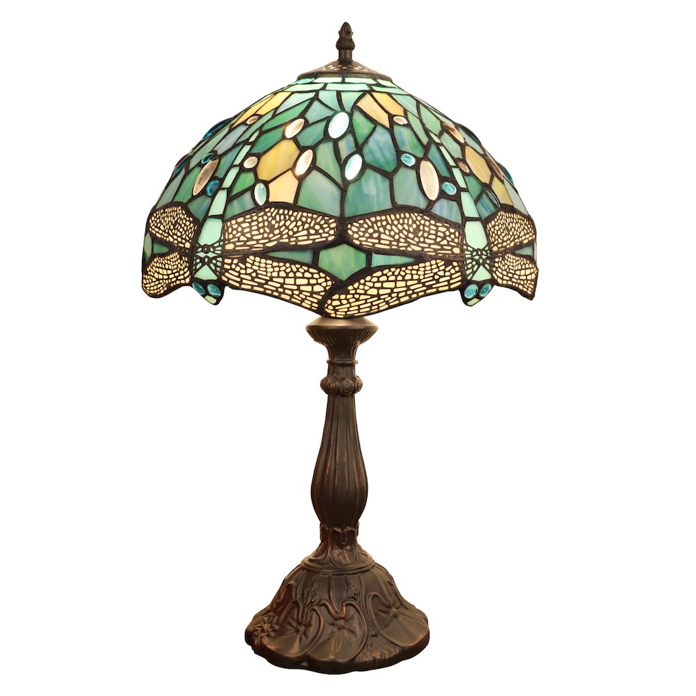 SUNNIVA Dragonfly Tiffany-Style 1-Light Table Lamp 12" Shade. Picture 1