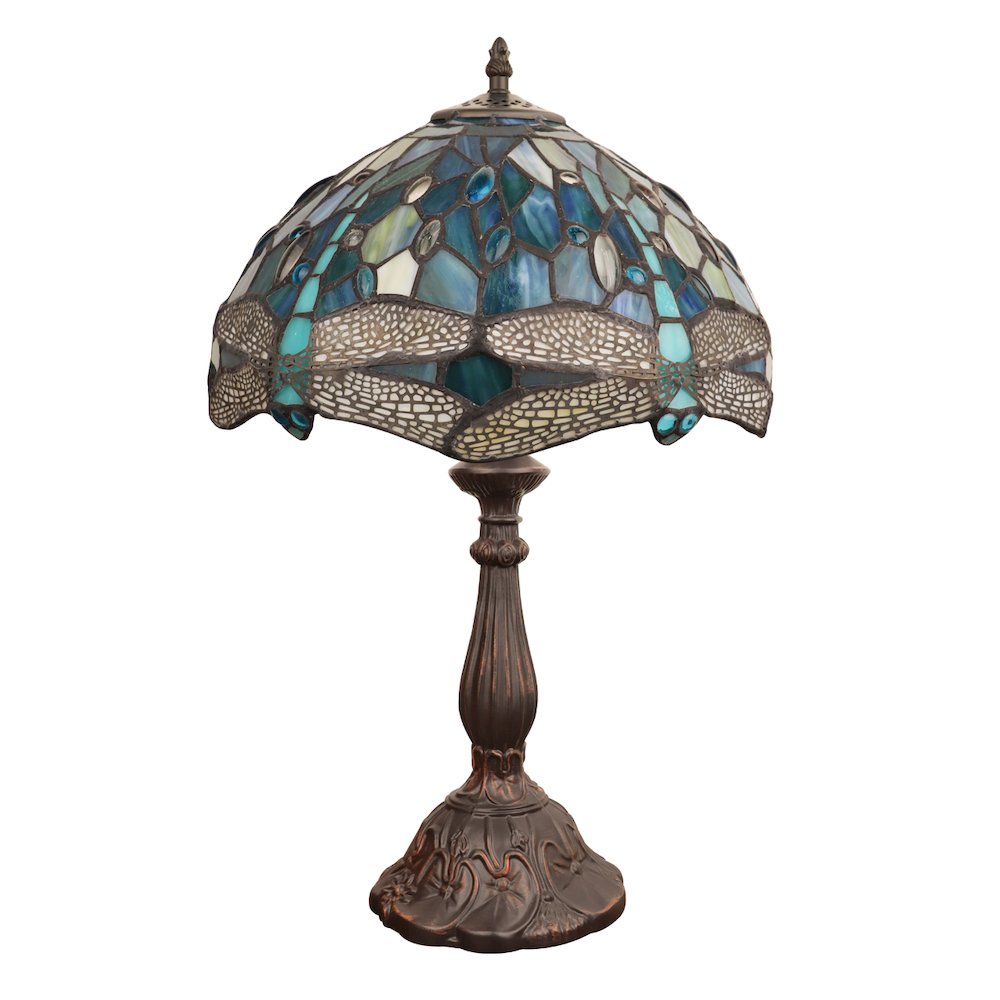 SUNNIVA Dragonfly Tiffany-Style 1-Light Table Lamp 12" Shade. Picture 2