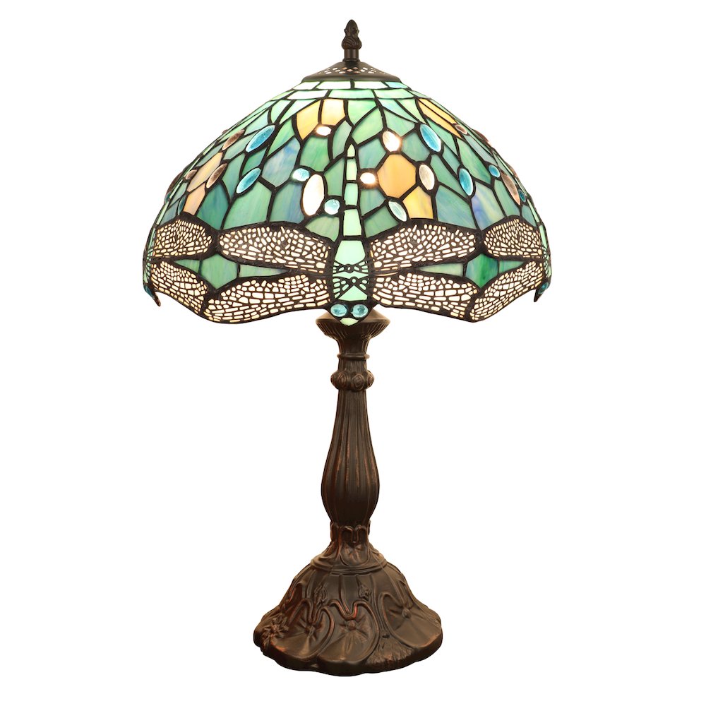 SUNNIVA Dragonfly Tiffany-Style 1-Light Table Lamp 12" Shade. Picture 4