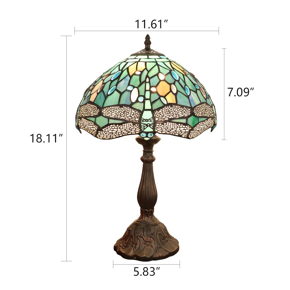 SUNNIVA Dragonfly Tiffany-Style 1-Light Table Lamp 12" Shade. Picture 8