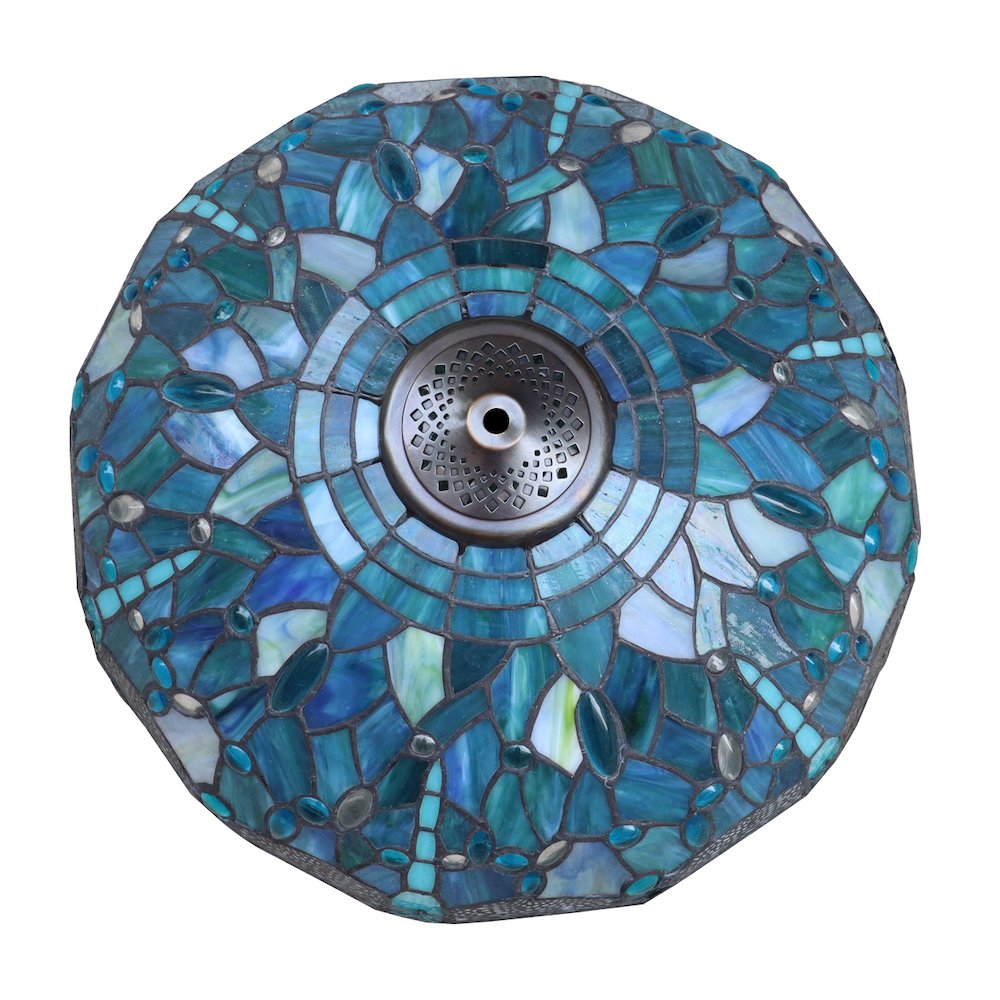 Sunniva Dragonfly Tiffany-Style 2-Light Ceiling Pendant 16" Shade. Picture 3