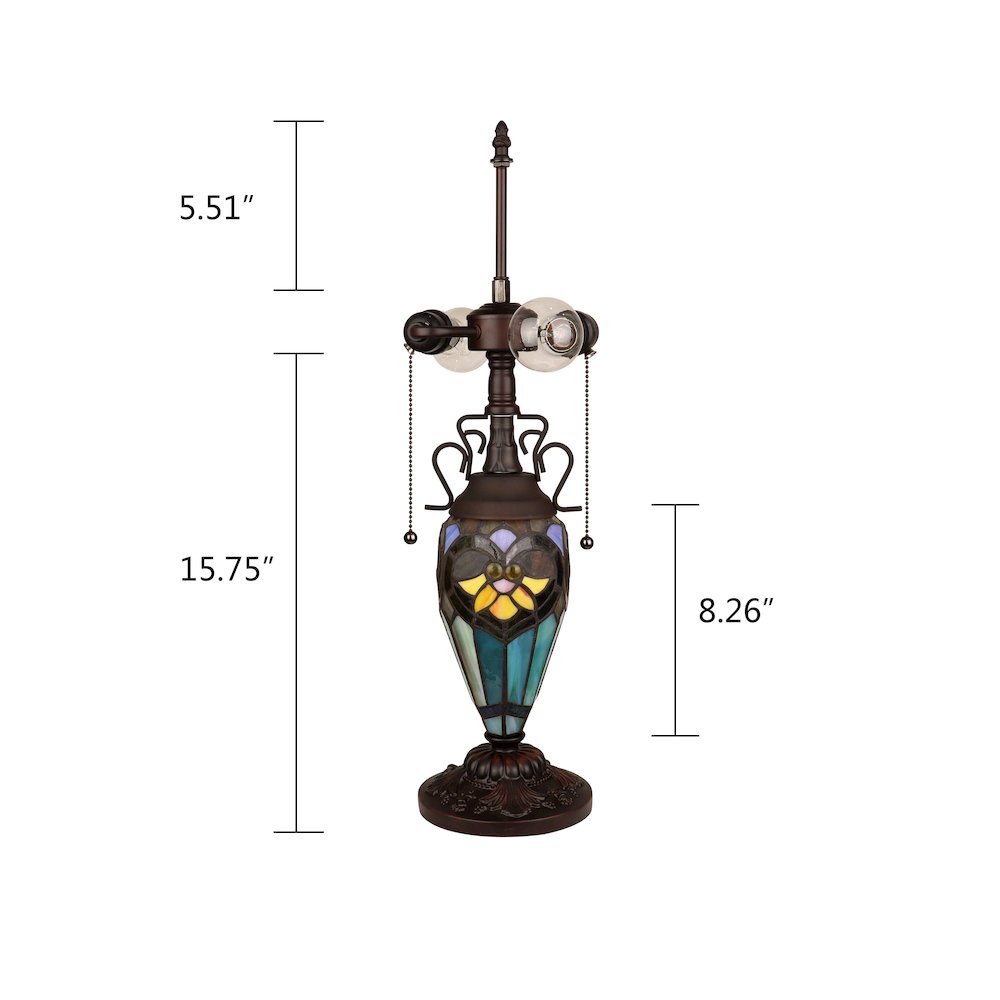 Kendall Tiffany-Style 3-Light Victorian Double Lit Table Lamp 16" Shade. Picture 7