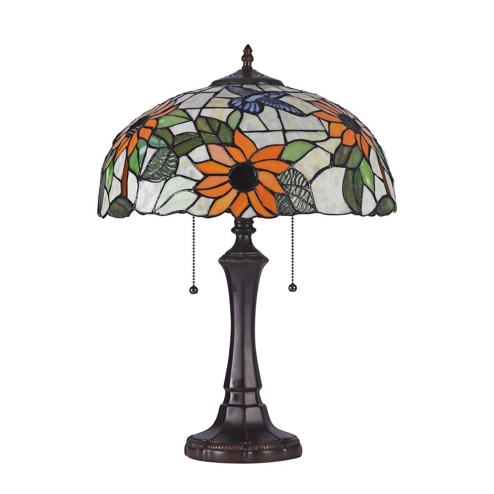 SARAI Floral 2 Light Dark Bronze Table Lamp 16" Wide. Picture 2