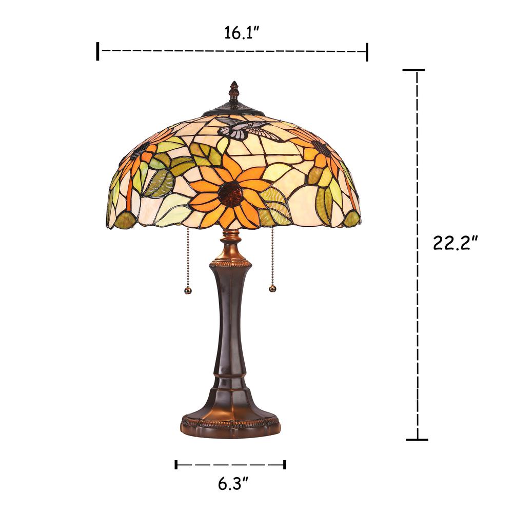 SARAI Floral 2 Light Dark Bronze Table Lamp 16" Wide. Picture 4