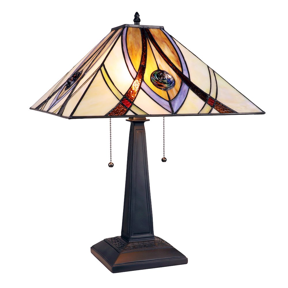 Orson Tiffany-Style 2 Light Mission Table Lamp 16" Shade. Picture 1