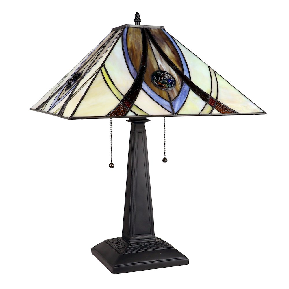 Orson Tiffany-Style 2 Light Mission Table Lamp 16" Shade. Picture 2