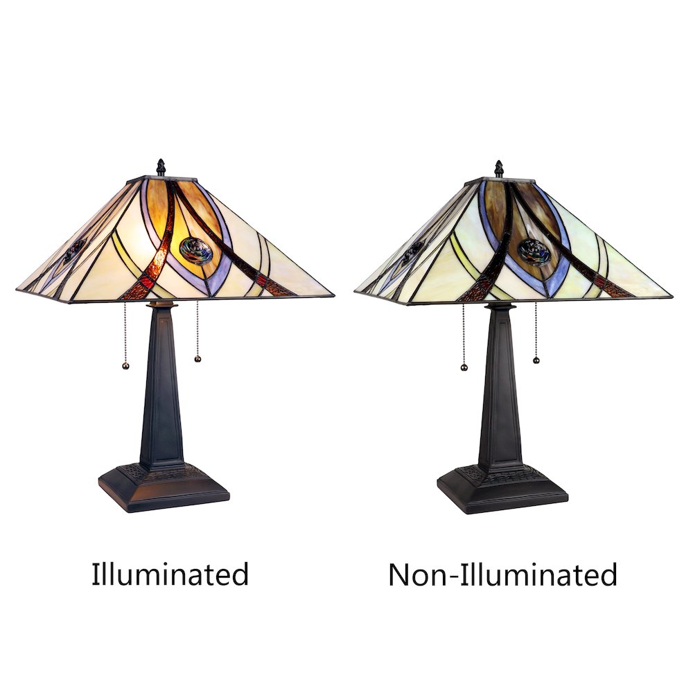 Orson Tiffany-Style 2 Light Mission Table Lamp 16" Shade. Picture 6