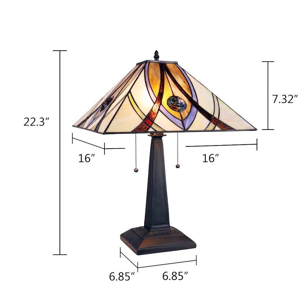 Orson Tiffany-Style 2 Light Mission Table Lamp 16" Shade. Picture 7