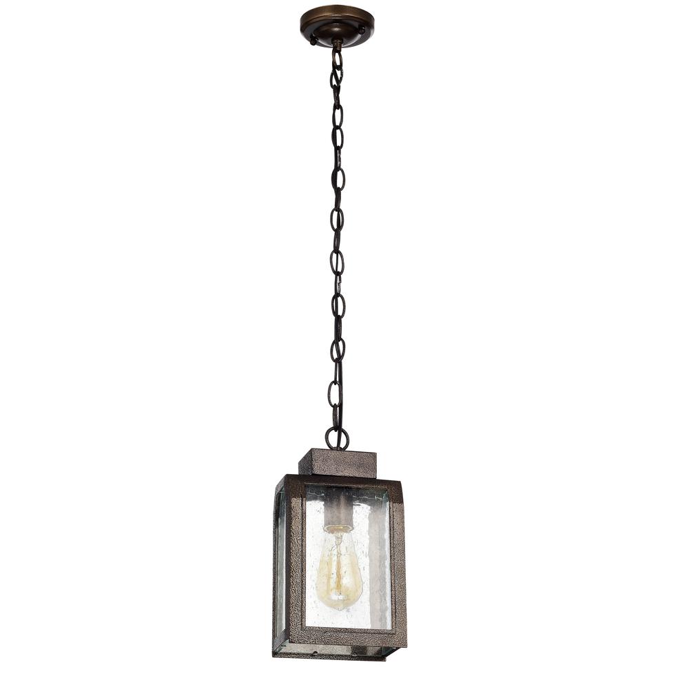 MILTON Industrial-style 1 Light Antique Gold Mini Pendant 12" Wide. Picture 1