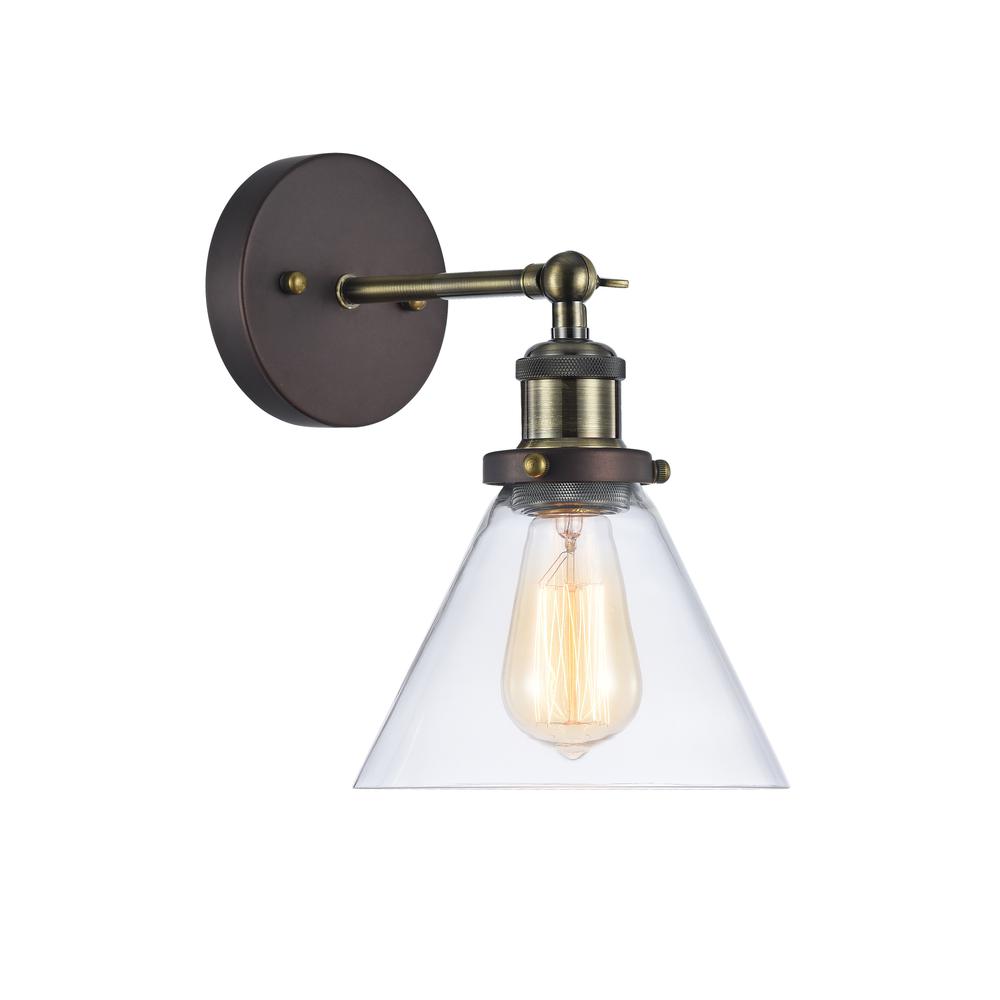 MANETTE Industrial-style 1 Light Rubbed Bronze Wall Sconce 7" Wide. Picture 1