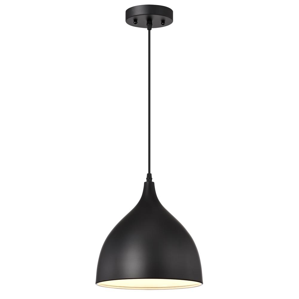 CHLOE Lighting WALTER Industrial 1 Light Textured Black Mini Pendant Ceiling Fixture 10" Wide. Picture 2