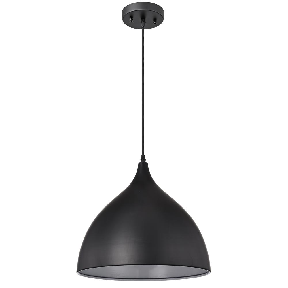 CHLOE Lighting WALTER Industrial 1 Light Textured Black Mini Pendant Ceiling Fixture 14" Wide. Picture 3