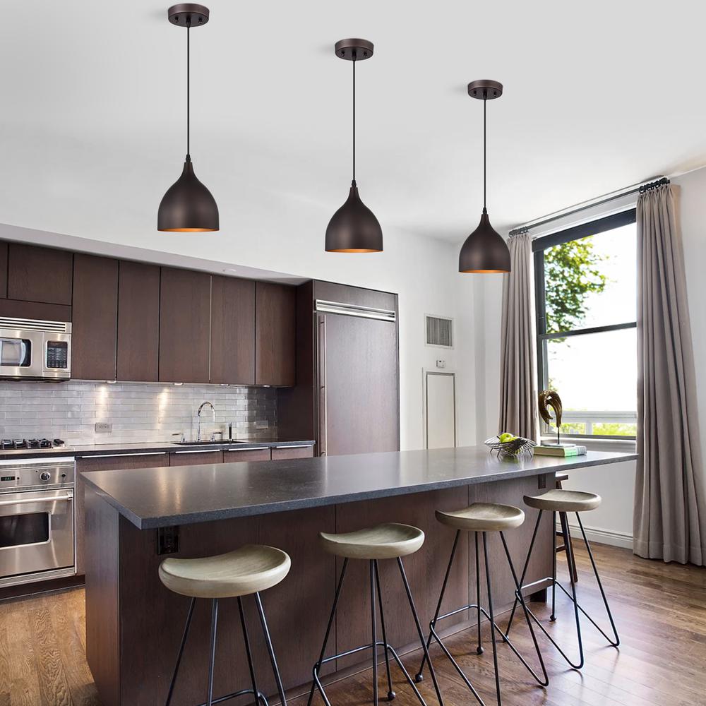 CHLOE Lighting WALTER Industrial 1 Light Oil Rubbed Bronze Mini Pendant Ceiling Fixture 7" Wide. Picture 8