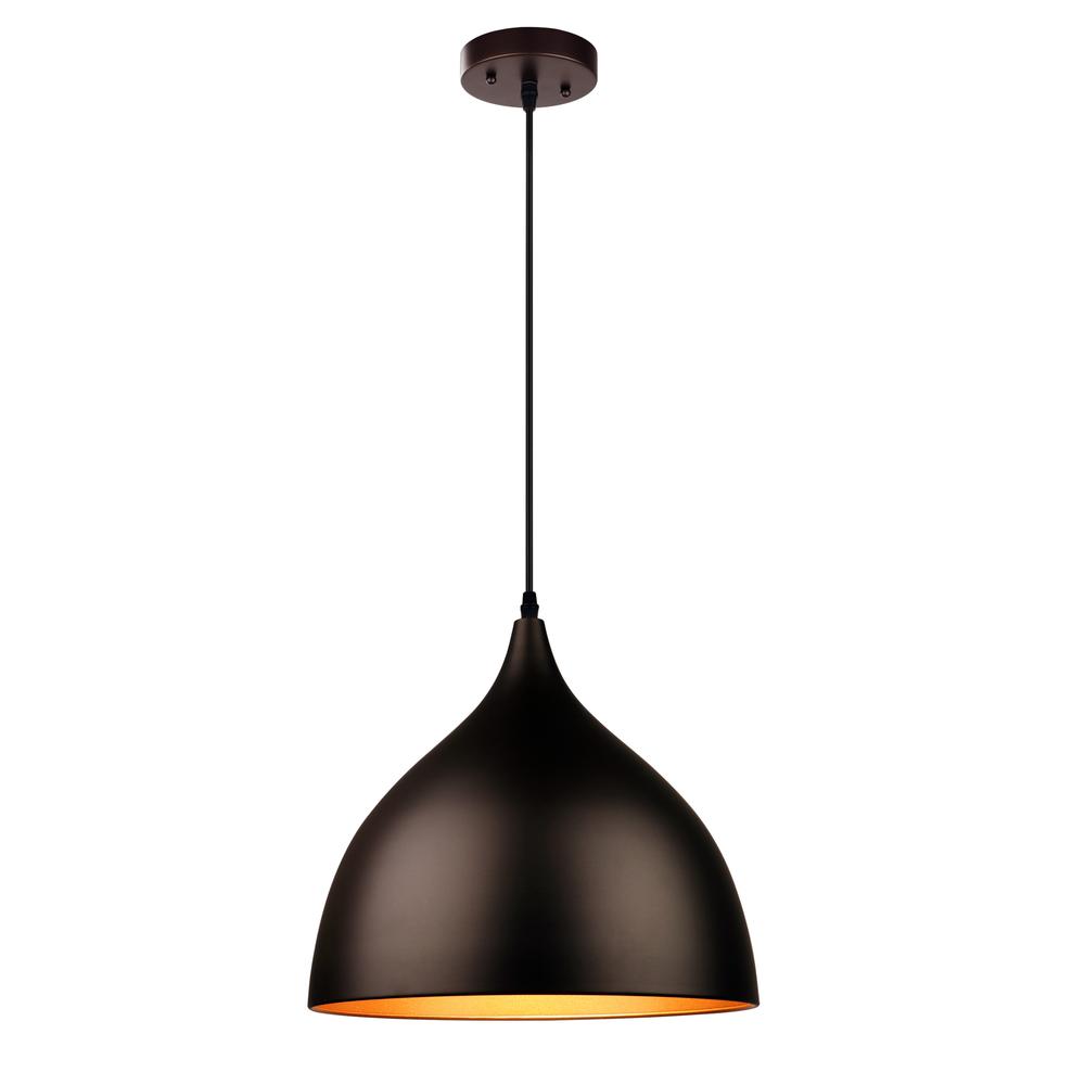 Walter Industrial 1 Light Textured Black Mini Pendant Ceiling Fixture 14" Wide. Picture 1