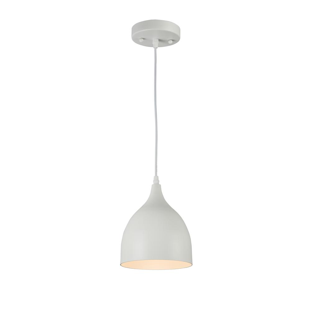 WALTER Industrial-style 1 Light Matt White Ceiling Pendant 7" Wide. Picture 1
