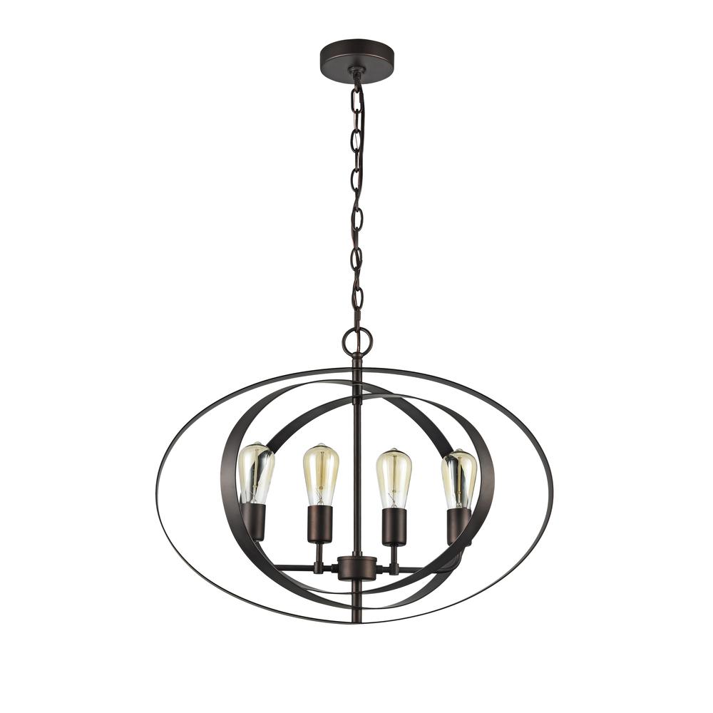 OSBERT Industrial-style 4 Light Rubbed Bronze Ceiling Pendant 24" Wide. Picture 1