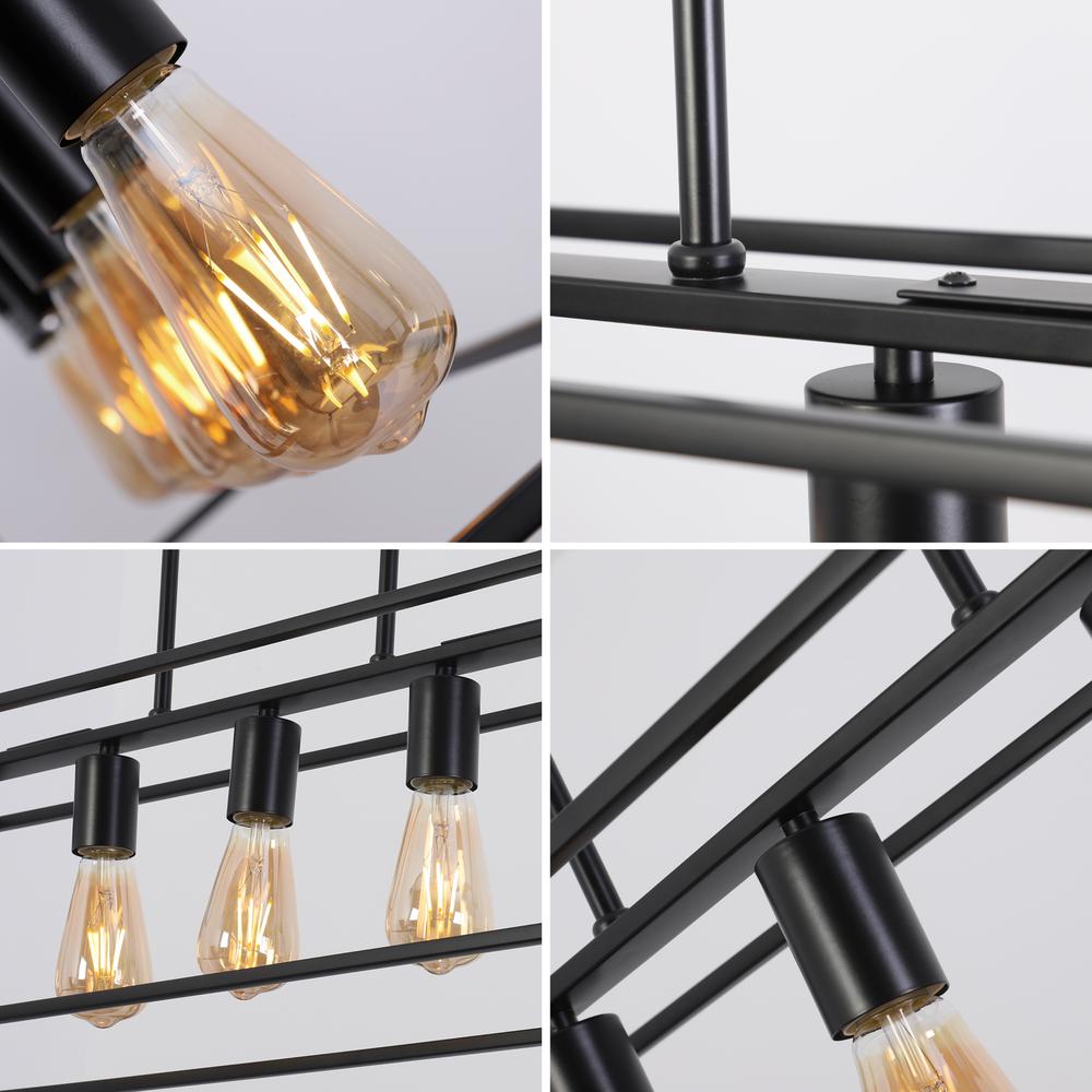 CHLOE Lighting IRONCLAD Industrial 5 Light Matt Black Island Pendant 33" Wide. Picture 4