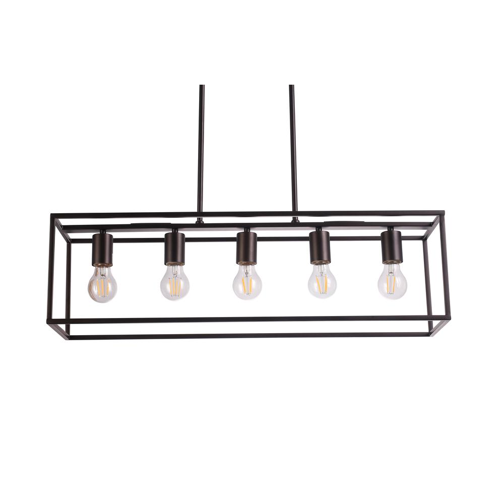 CHLOE Lighting IRONCLAD Industrial 5 Light Oil Rubbed Bronze Island Pendant 33" Wide. Picture 4