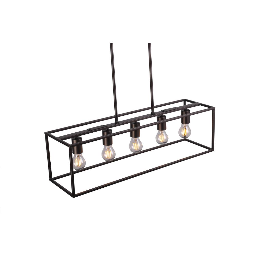 CHLOE Lighting IRONCLAD Industrial 5 Light Oil Rubbed Bronze Island Pendant 33" Wide. Picture 5