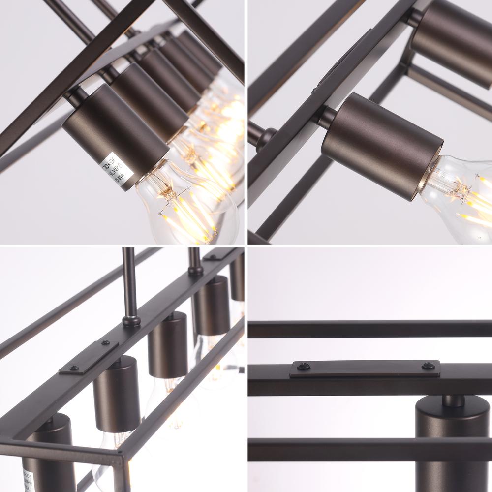 CHLOE Lighting IRONCLAD Industrial 5 Light Oil Rubbed Bronze Island Pendant 33" Wide. Picture 6