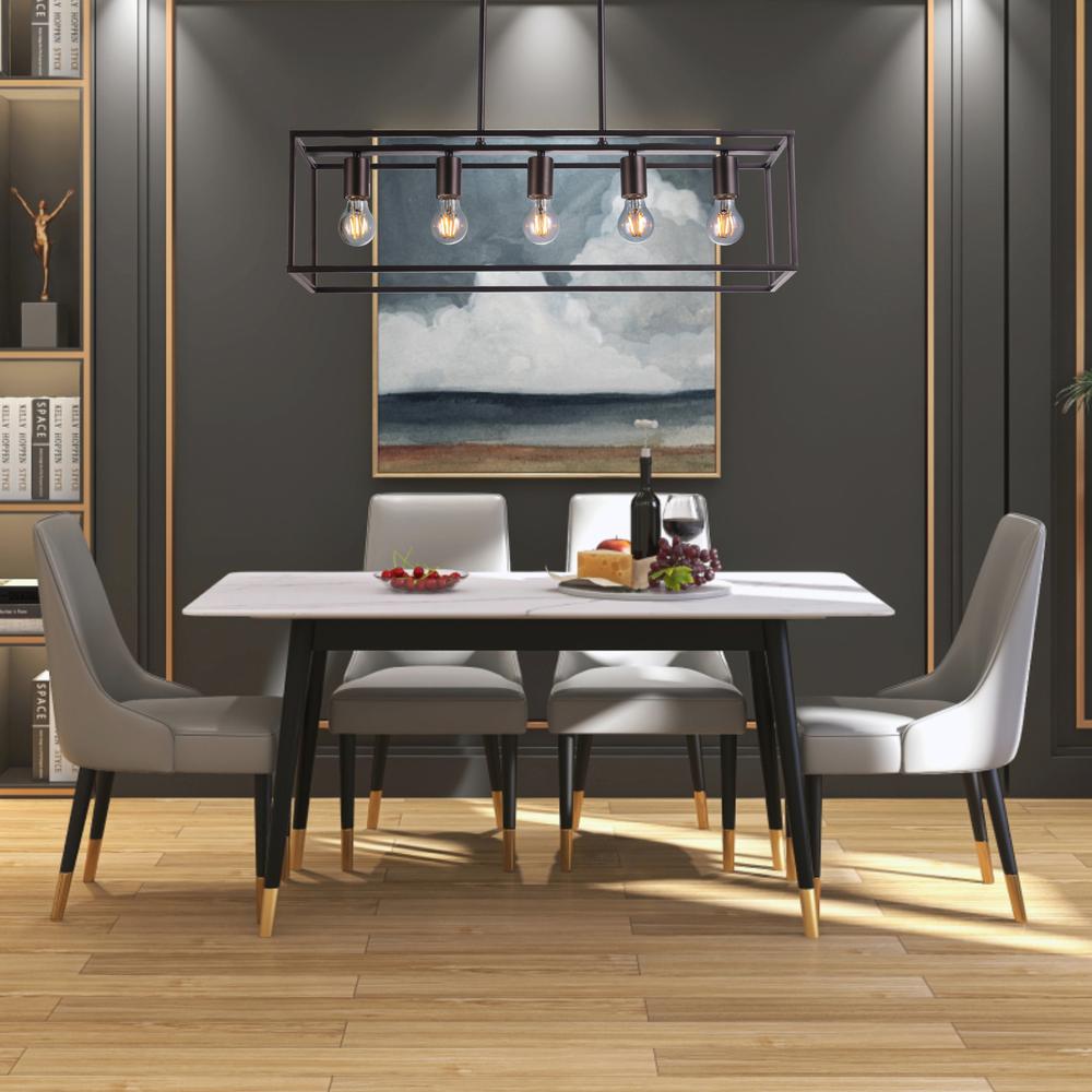 CHLOE Lighting IRONCLAD Industrial 5 Light Oil Rubbed Bronze Island Pendant 33" Wide. Picture 7