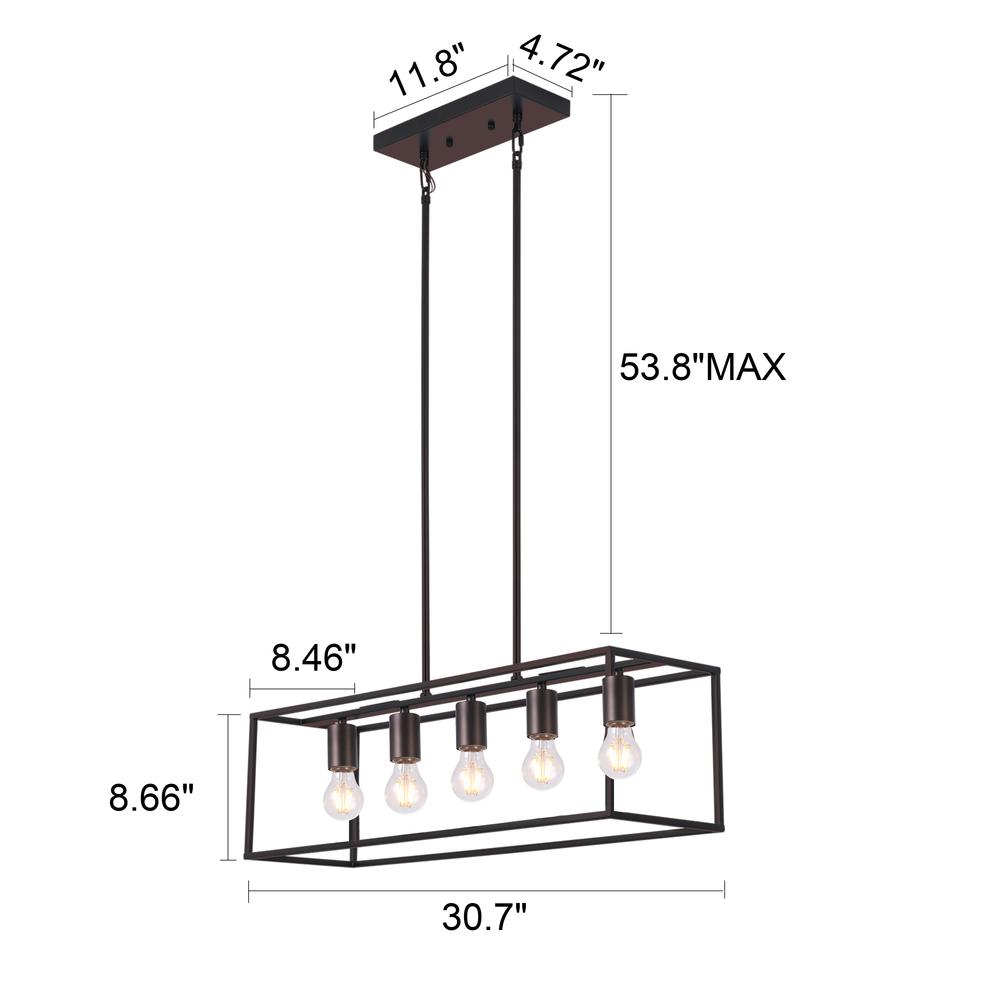 CHLOE Lighting IRONCLAD Industrial 5 Light Oil Rubbed Bronze Island Pendant 33" Wide. Picture 8
