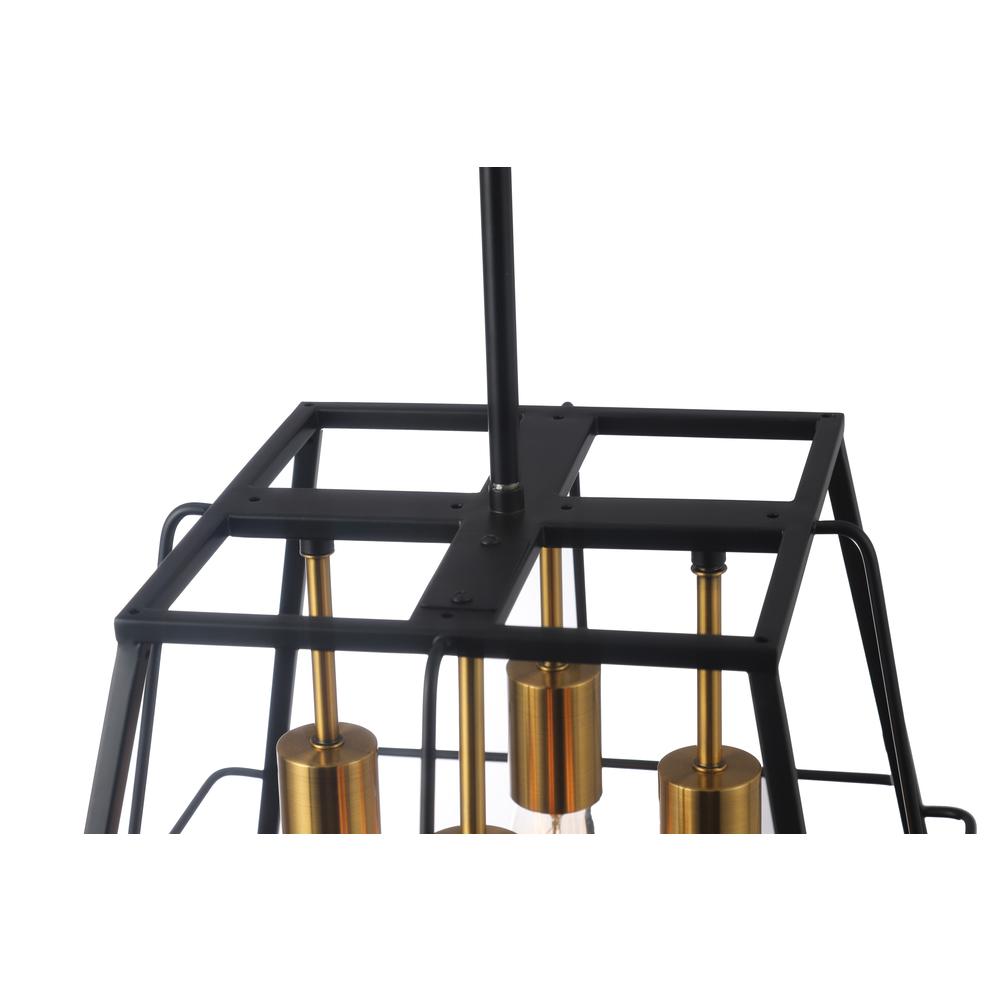 CHLOE Lighting IRONCLAD Industrial 4 Light Matt Black/Gold Trapezoid Ceiling Pendant 15" Wide. Picture 7