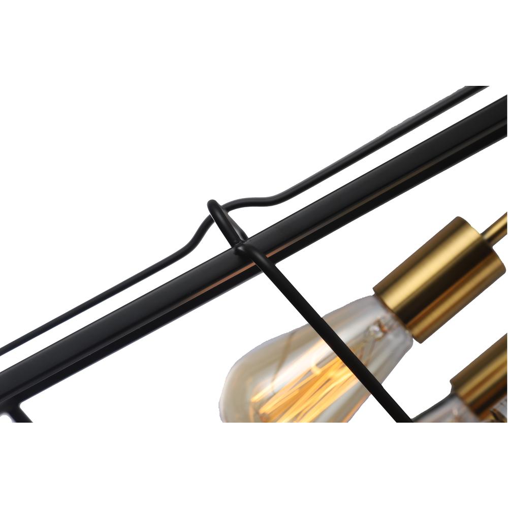 CHLOE Lighting IRONCLAD Industrial 4 Light Matt Black/Gold Trapezoid Ceiling Pendant 15" Wide. Picture 4