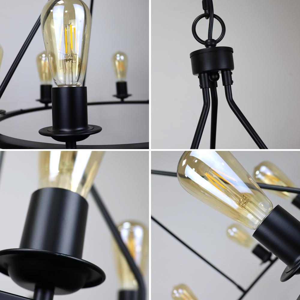 CHLOE Lighting IRONCLAD Industrial-Style Matt Black Finish 6 Light Large Pendant 22" Wide. Picture 5