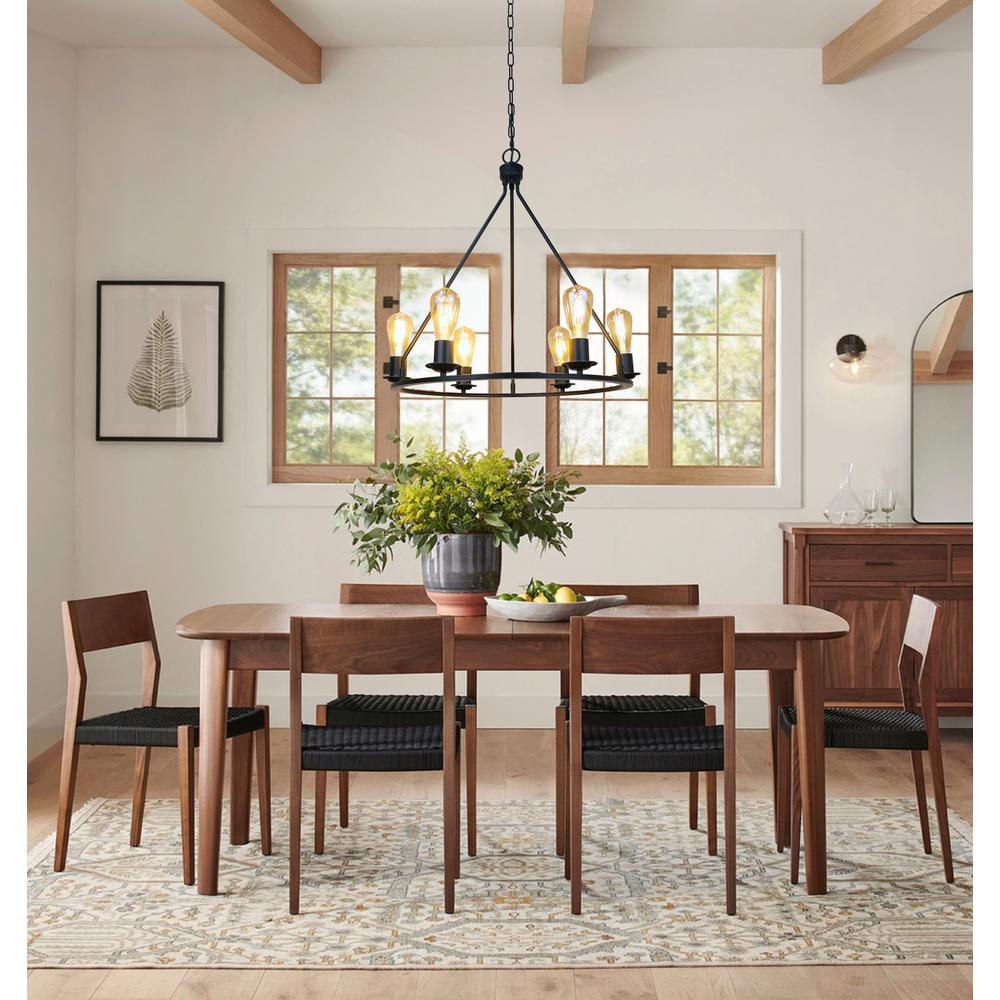 CHLOE Lighting IRONCLAD Industrial-Style Matt Black Finish 6 Light Large Pendant 22" Wide. Picture 7