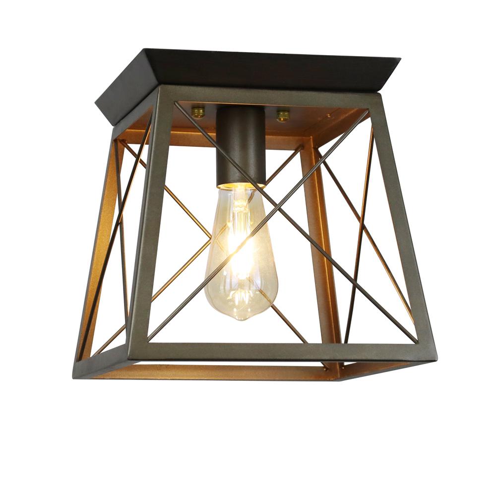 CHLOE Lighting Farmhouse-Style Two-Toned 1 Light Ceiling Flush Fixture 9" Wide. Picture 1