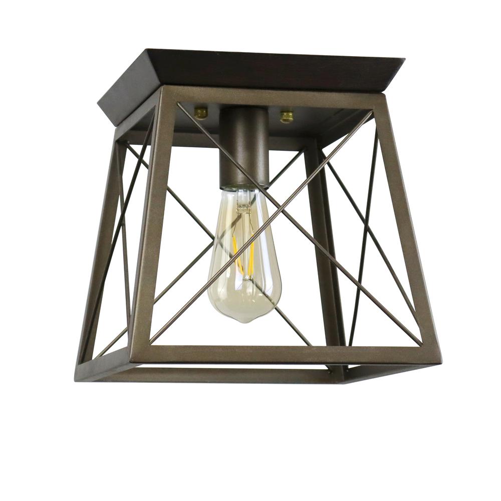CHLOE Lighting Farmhouse-Style Two-Toned 1 Light Ceiling Flush Fixture 9" Wide. Picture 3