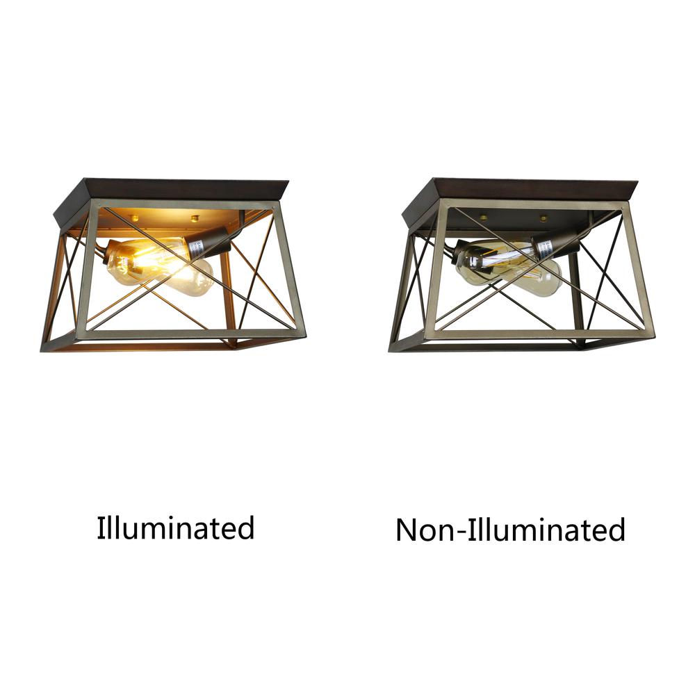 CHLOE Lighting Farmhouse-Style Two-Toned 2 Light Ceiling Flush Fixture 12" Wide. Picture 4