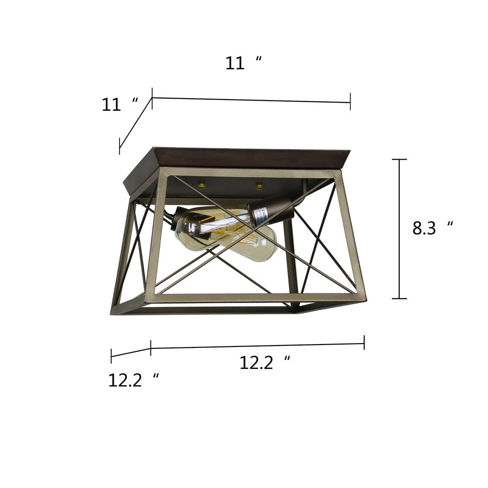 CHLOE Lighting Farmhouse-Style Two-Toned 2 Light Ceiling Flush Fixture 12" Wide. Picture 6