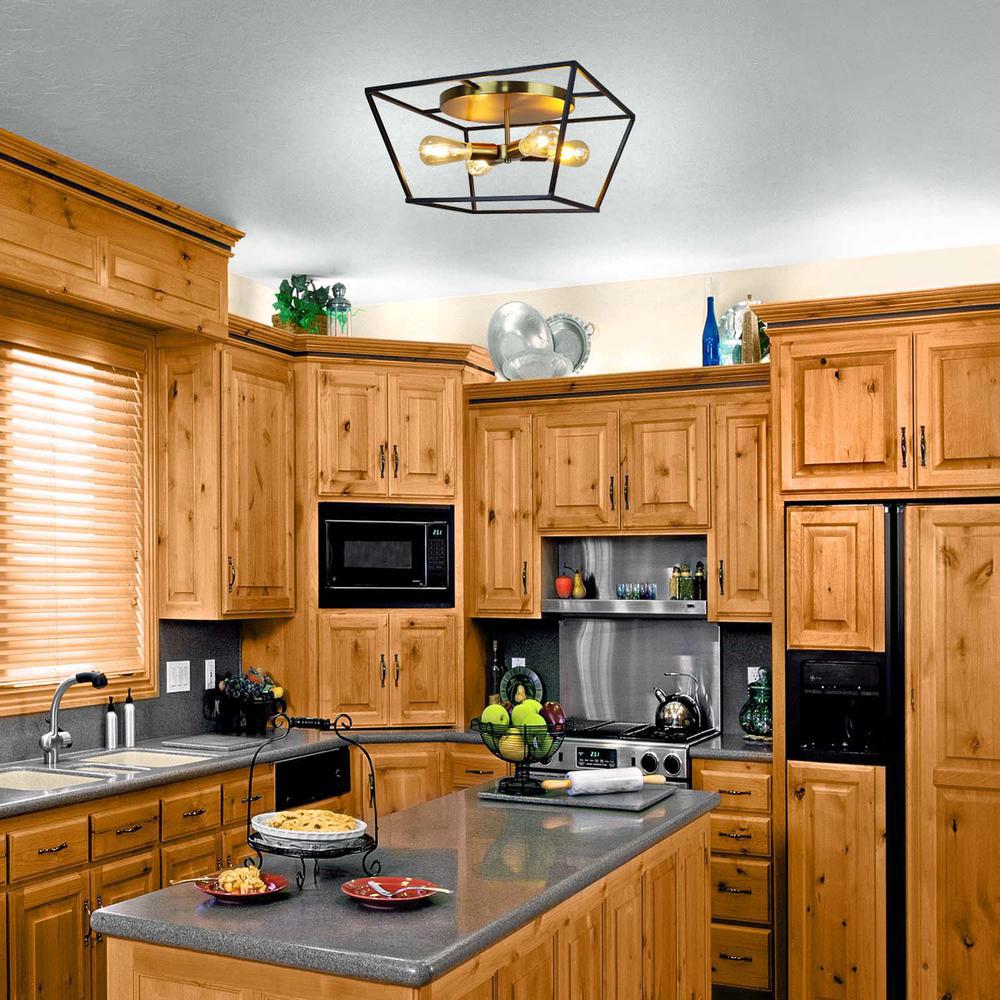 CHLOE Lighting Farmhouse-Style Two-Toned 4 Light Ceiling Flush Fixture 18" Wide. Picture 7