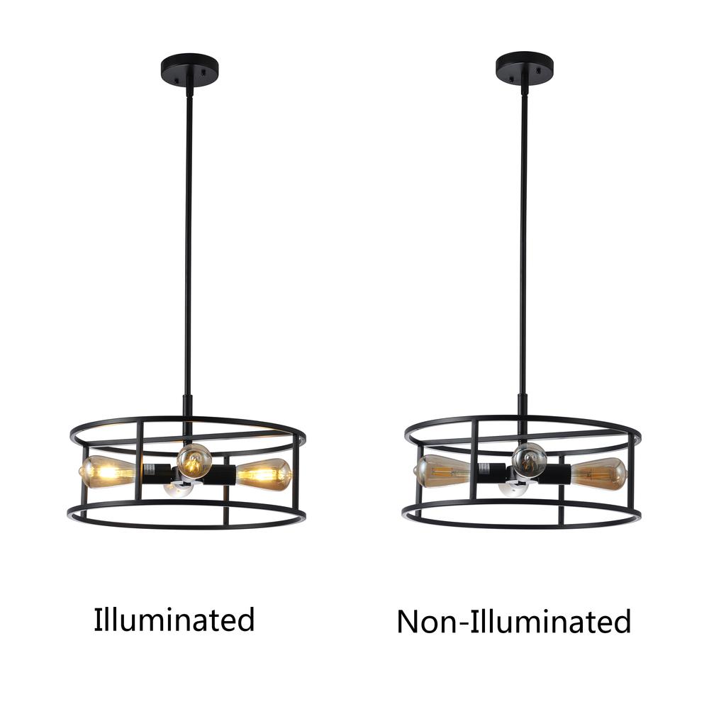 CHLOE Lighting RYKER Farmhouse Matt Black 4 Light Drum Ceiling Pendant 18" Wide. Picture 7