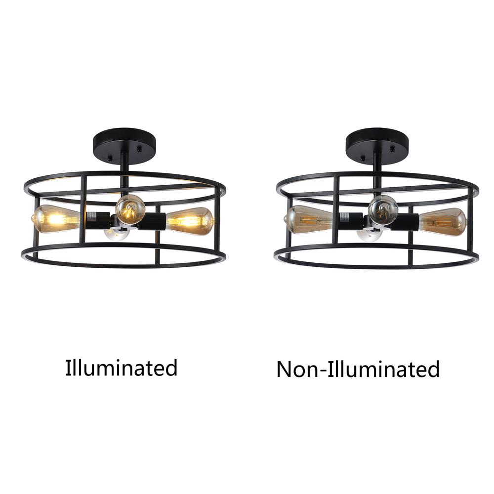 CHLOE Lighting RYKER Farmhouse Matt Black 4 Light Drum Ceiling Pendant 18" Wide. Picture 8