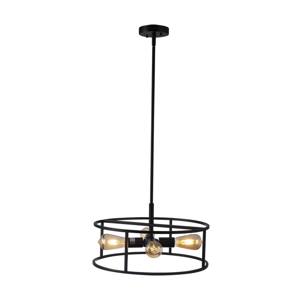 CHLOE Lighting RYKER Farmhouse 4 Light Oil Rubbed Bronze Drum Ceiling Pendant 18" Wide. Picture 1