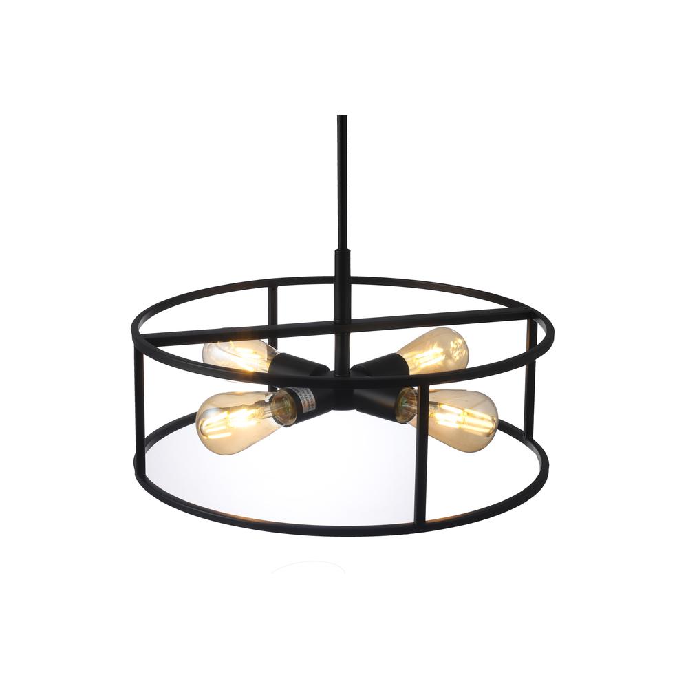 CHLOE Lighting RYKER Farmhouse 4 Light Oil Rubbed Bronze Drum Ceiling Pendant 18" Wide. Picture 3