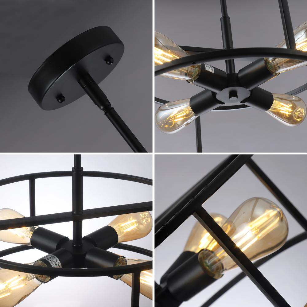 CHLOE Lighting RYKER Farmhouse 4 Light Oil Rubbed Bronze Drum Ceiling Pendant 18" Wide. Picture 9