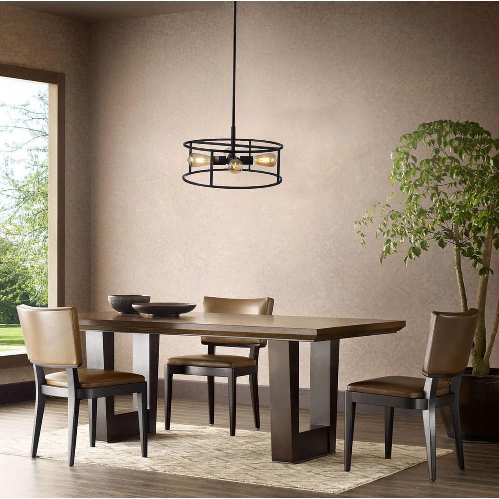 CHLOE Lighting RYKER Farmhouse 4 Light Oil Rubbed Bronze Drum Ceiling Pendant 18" Wide. Picture 5