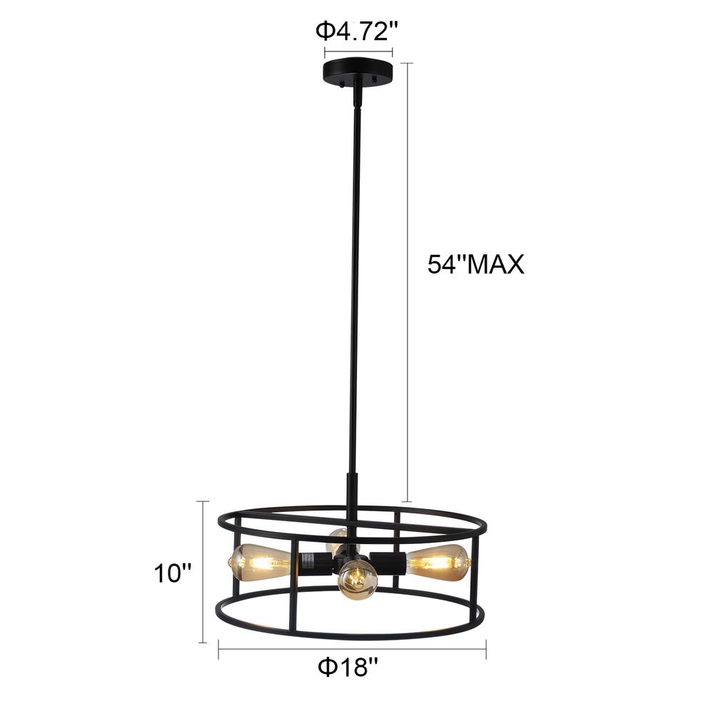 CHLOE Lighting RYKER Farmhouse 4 Light Oil Rubbed Bronze Drum Ceiling Pendant 18" Wide. Picture 7