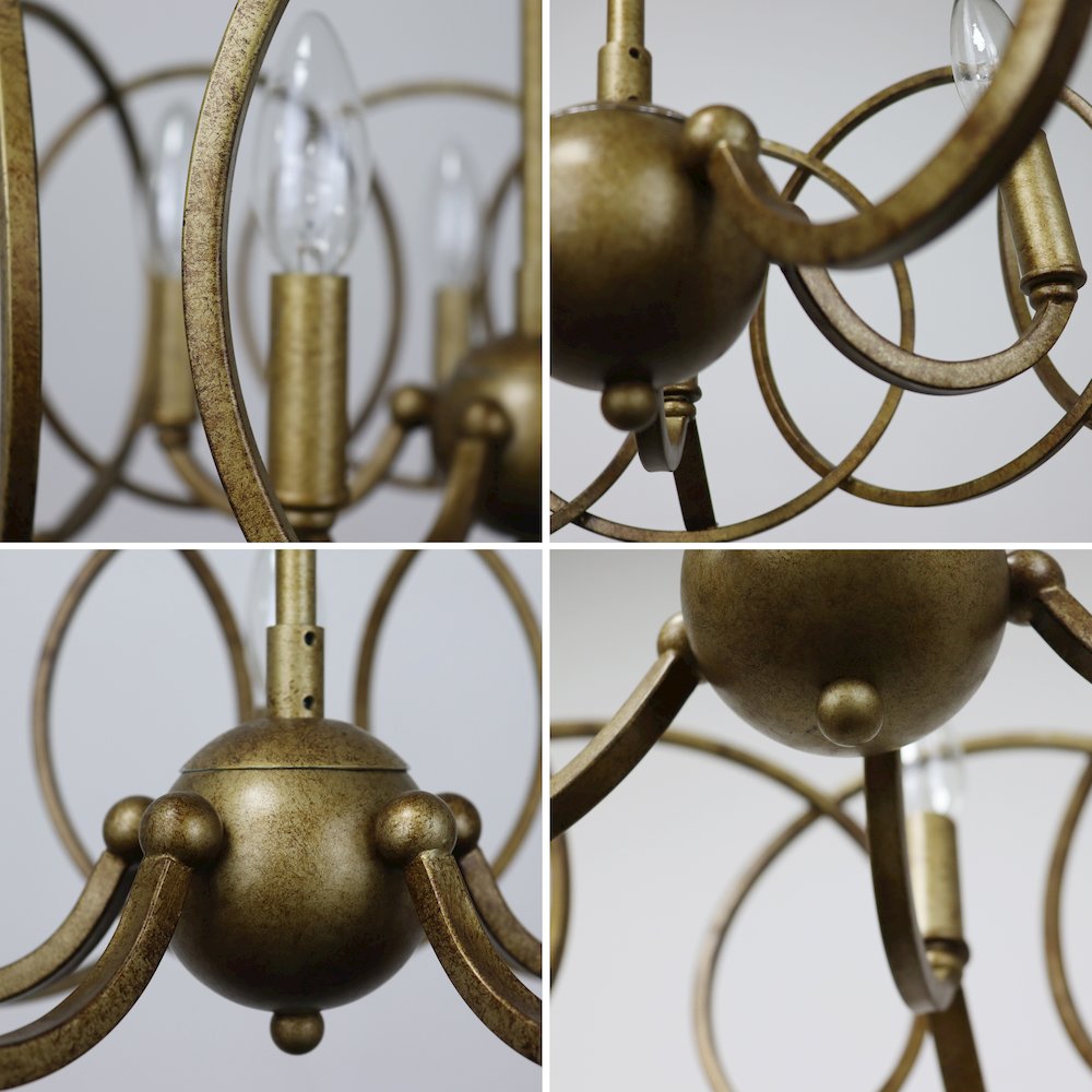 Archer Farmhouse-Style Antique Brass 4 Light Semi-Flush Fixture 24" Wide. Picture 3