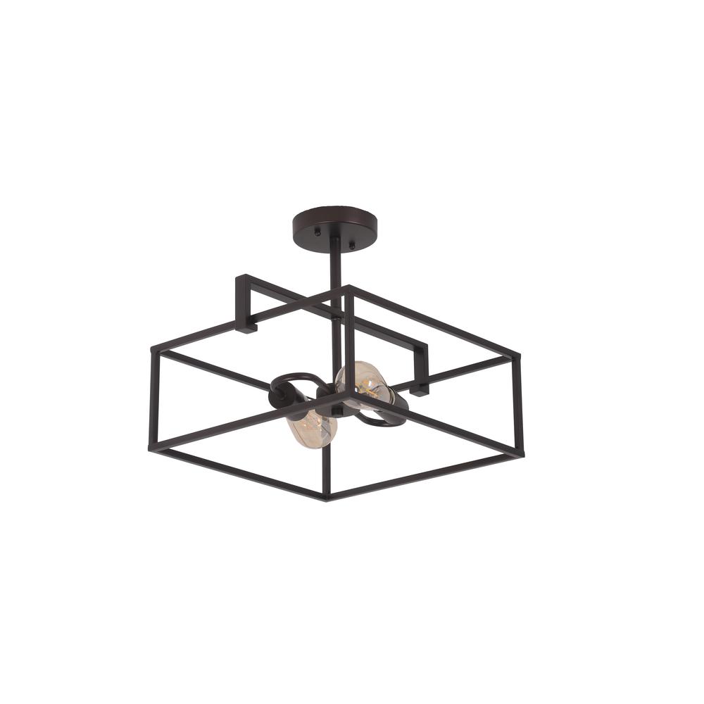 CHLOE Lighting NOLAN Farmhouse 2 Light Black Square Semi-Flush Ceiling Pendant 14.25" Wide. Picture 5