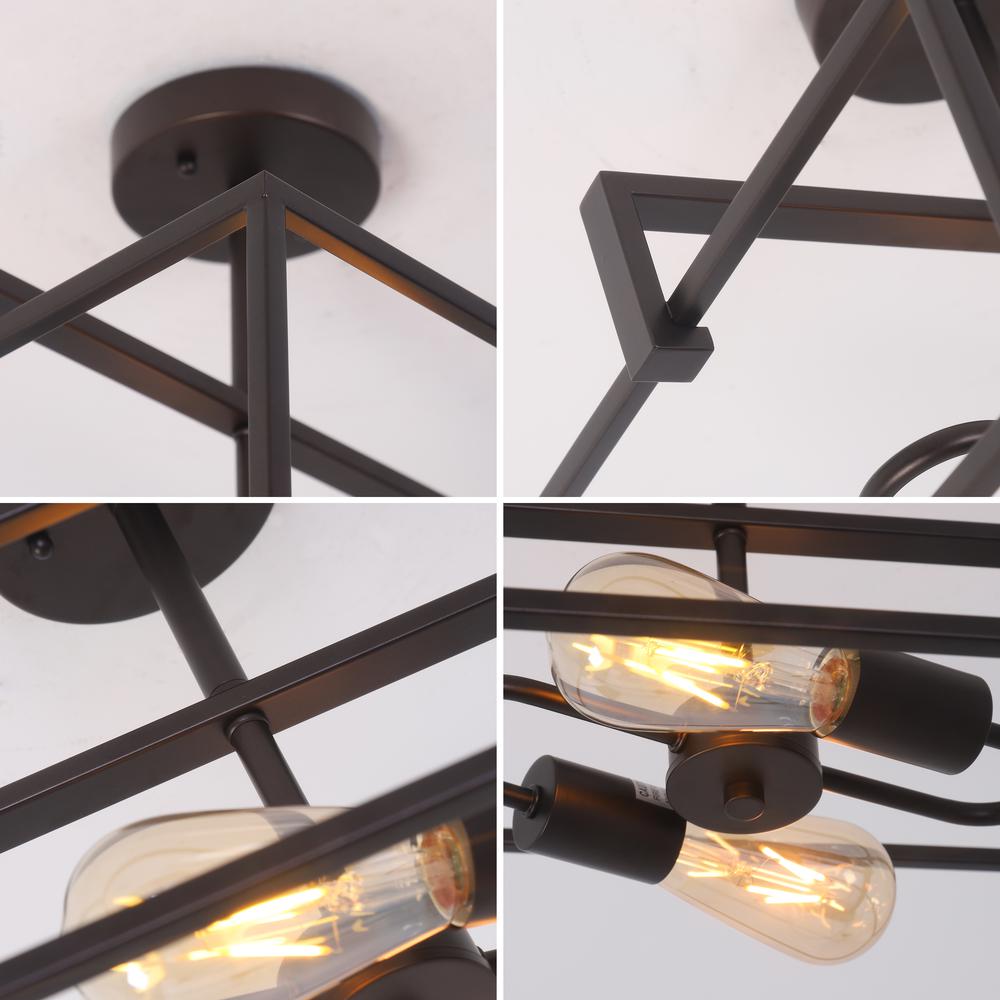 CHLOE Lighting NOLAN Farmhouse 2 Light Black Square Semi-Flush Ceiling Pendant 14.25" Wide. Picture 6