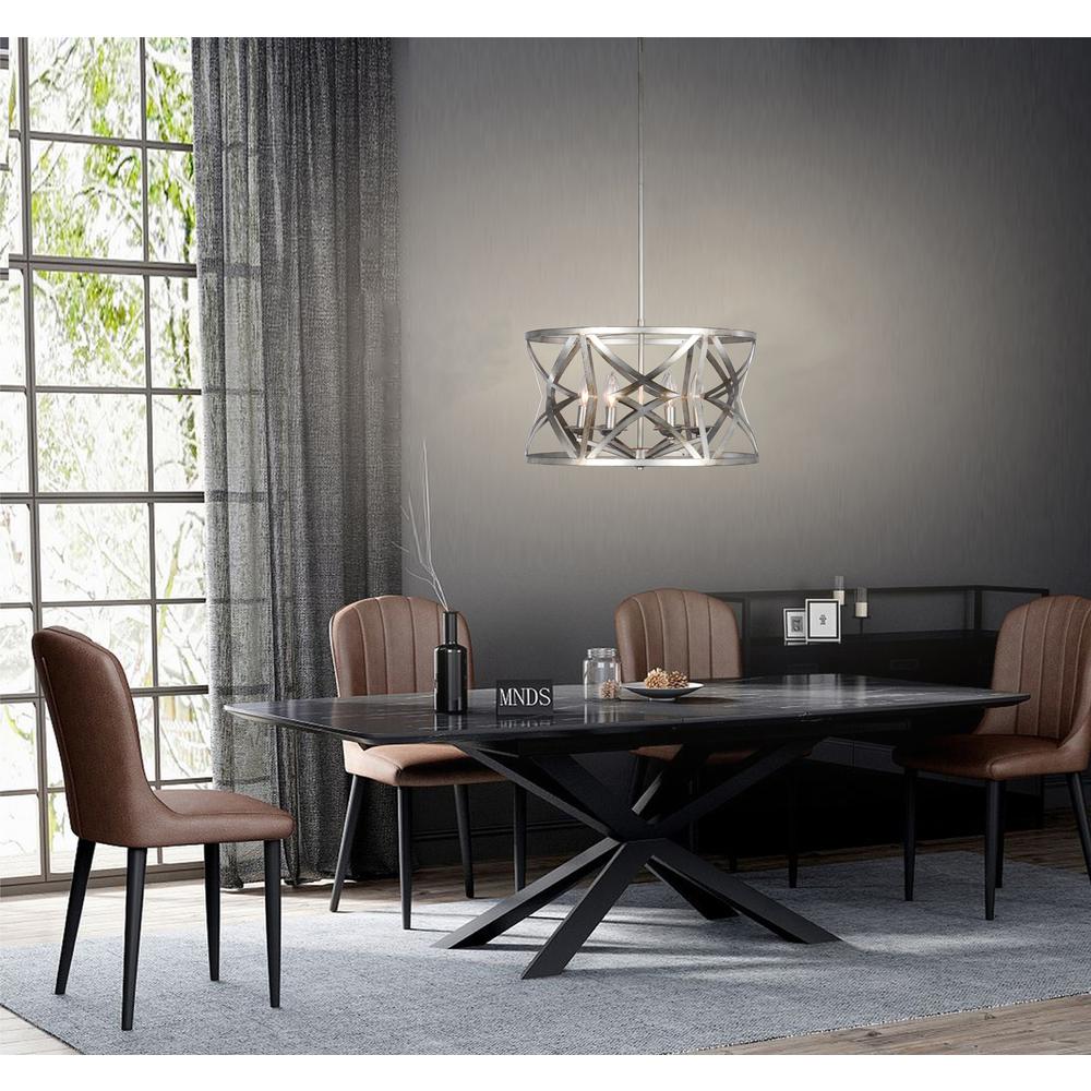CHLOE Lighting ALINA Farmhouse 5 Light Distressed Antique Silver Finish Ceiling Pendant 21" Wide. Picture 6