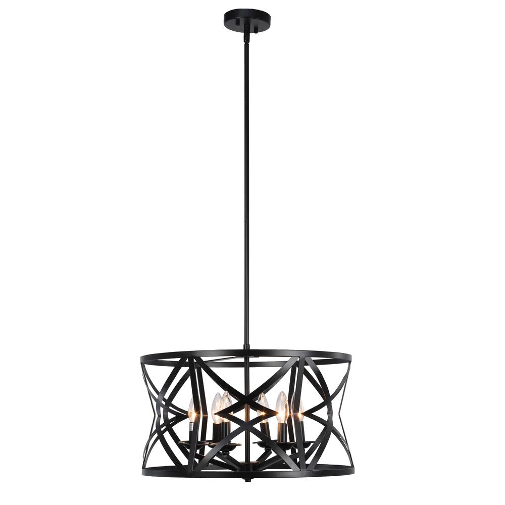 CHLOE Lighting ALINA Farmhouse 5 Light Matt Black Finish Ceiling Pendant 21" Wide. Picture 1