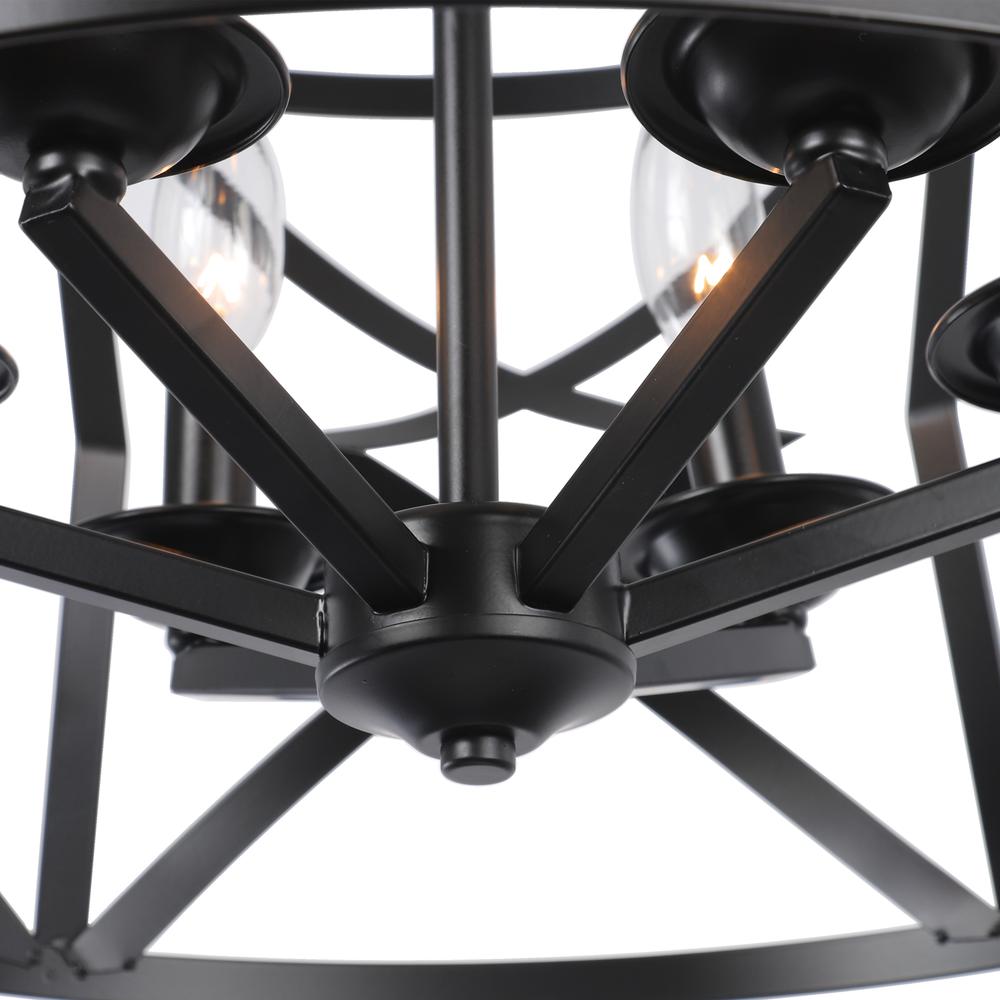 CHLOE Lighting ALINA Farmhouse 5 Light Matt Black Finish Ceiling Pendant 21" Wide. Picture 2