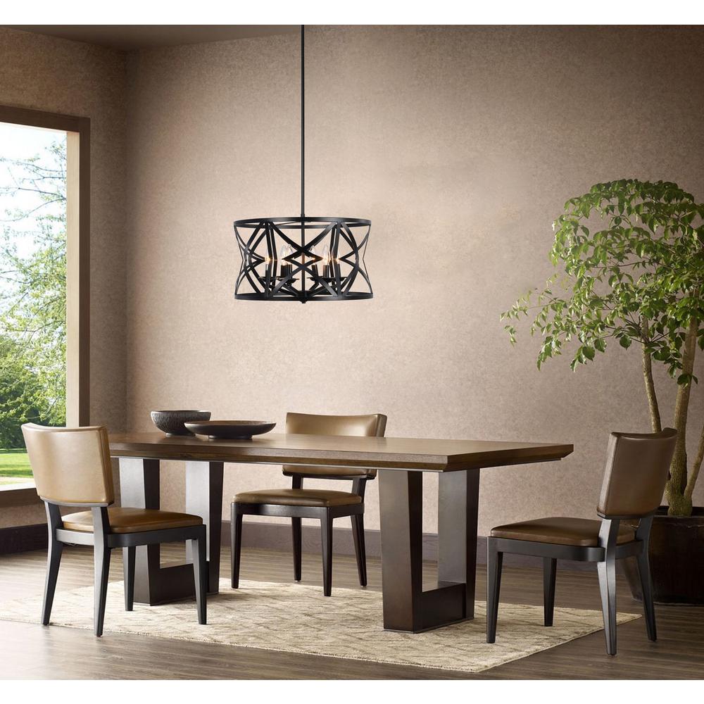 CHLOE Lighting ALINA Farmhouse 5 Light Matt Black Finish Ceiling Pendant 21" Wide. Picture 4