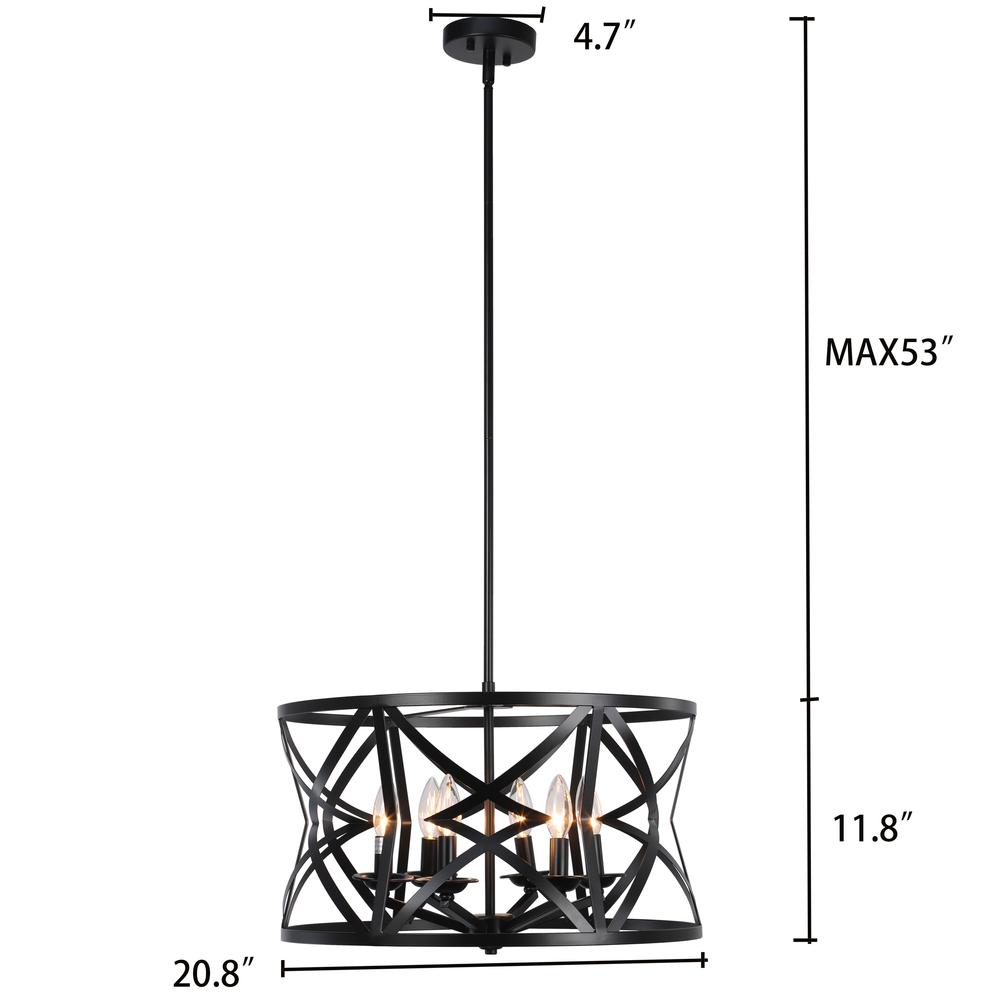 CHLOE Lighting ALINA Farmhouse 5 Light Matt Black Finish Ceiling Pendant 21" Wide. Picture 5